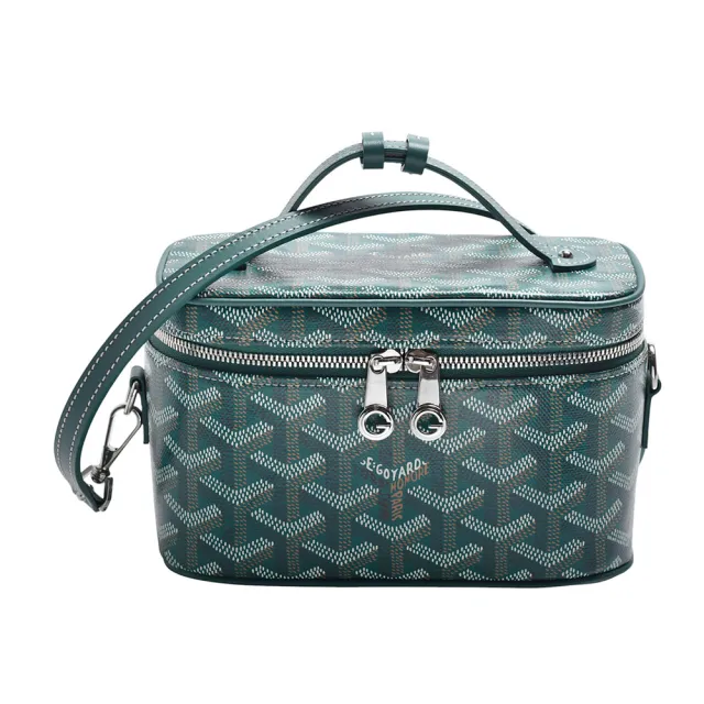 【GOYARD 高雅德】經典MUSE MINI VANITY 系列LOGO帆布雙拉鍊手提/斜背包(綠色MUSEVAMINTY09-GREEN)