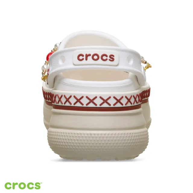 【Crocs】中性鞋 馬上顯高 經典堆堆洞洞鞋 Stacked Clog克駱格 白色/米色(213113-0PZ)