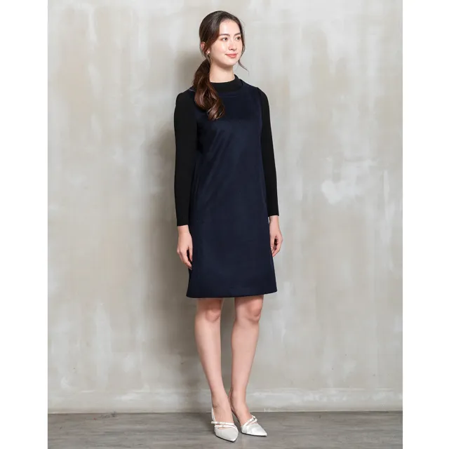 【perng yuh 芃諭名品】歐風時尚 羅紋袖 羊毛 直筒洋裝(2025 AW Collection|4C秋冬新品上市)
