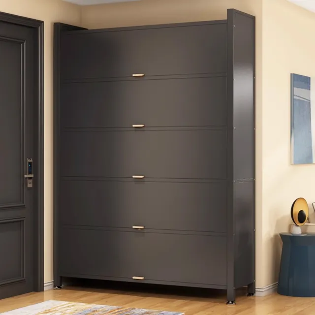 【TAMZU 潭祖】鋼製鞋櫃 落地多層防塵鞋架 玄關大容量鐵皮收納鞋櫃(3門7層 120*32*114.5)