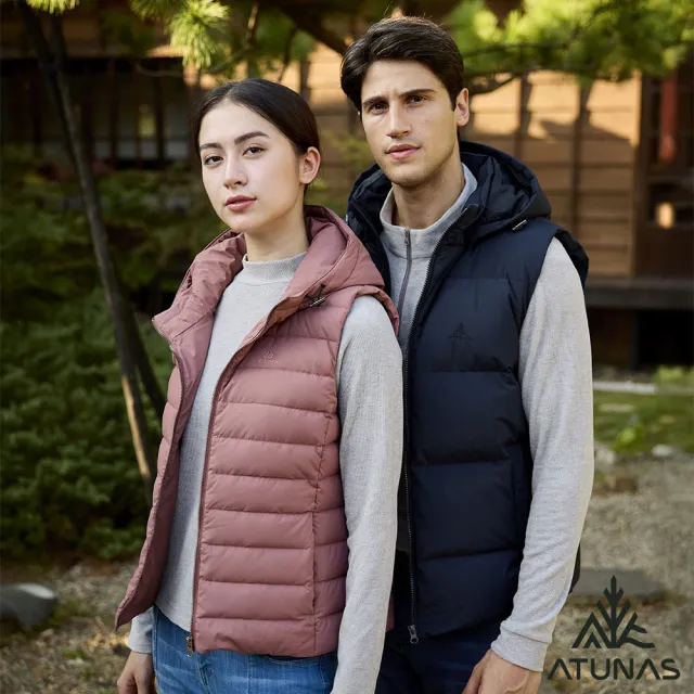 【ATUNAS 歐都納】女款HEAT CORE蓄熱保暖羽絨背心(A1VE2507W鮭魚粉/防潑水/防風/休閒/旅遊/百搭款)