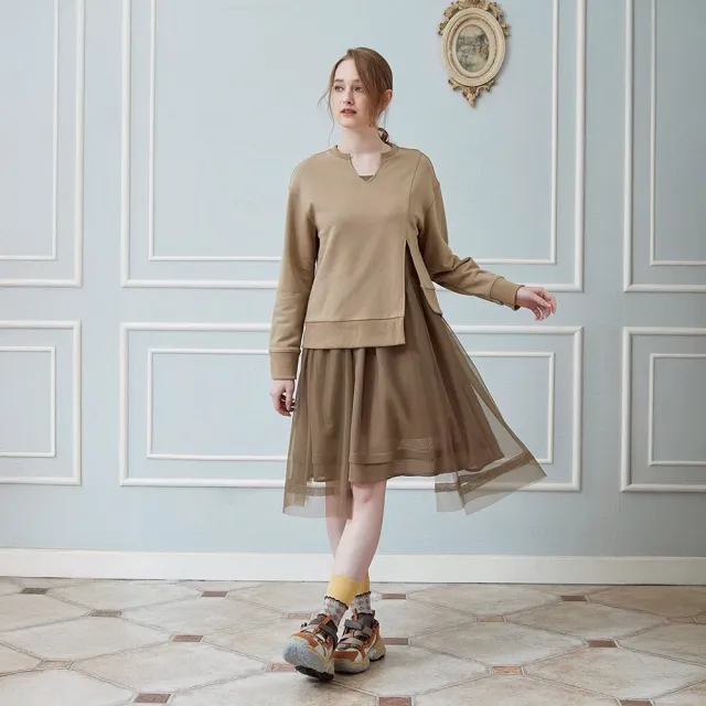 【ICHE 衣哲】Cop.Copine 法國拼接紗裙假兩件連身洋裝