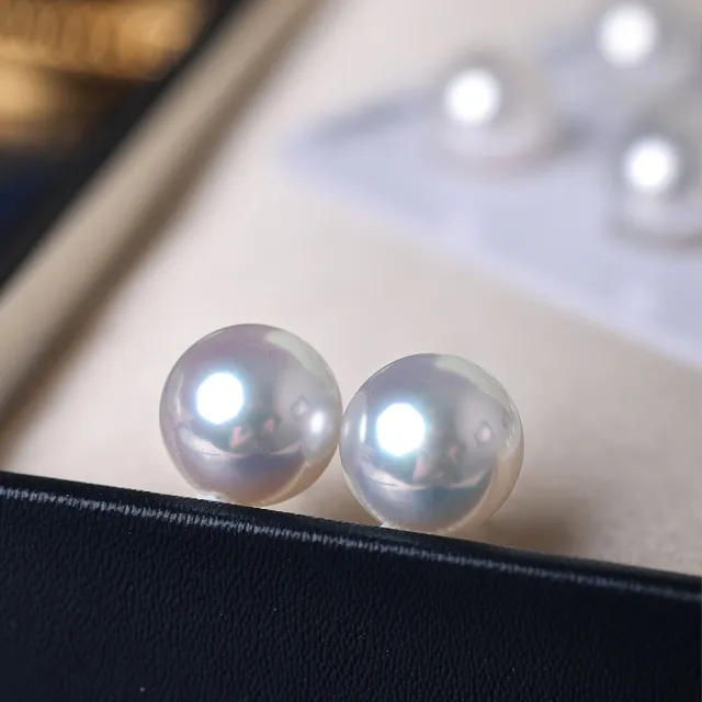 【海斯珠寶】極光澳白系列 18K金 9.5-10mm 南洋澳白珍珠 耳釘 正圓強光 珠寶級鏡面光澤 珍稀大珠徑