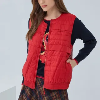 【ILEY 伊蕾】雪花針織拼接圓領鋪棉背心(兩色；M-XL；1234405712)