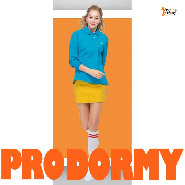 【Pro Dormy】普多力 台灣製 女款 長袖上衣 休閒POLO衫 高爾夫球衫(藍色/桃紅)