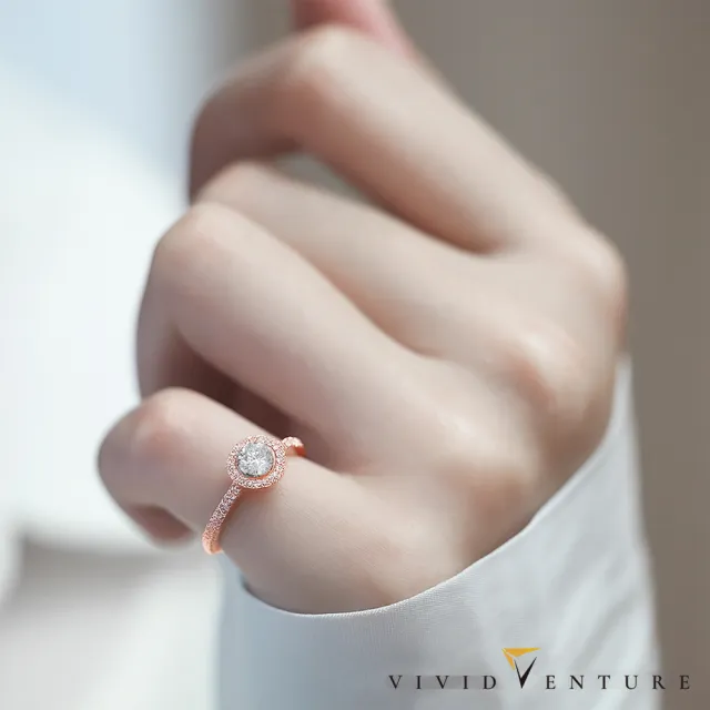 【Vividventure 亞帝芬奇】GIA 30分 FSI2 3VG 八心八箭 天然鑽石 真鑽 戒指 唯美(14K玫瑰金台)