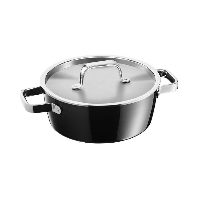 【WMF】Fusiontec Aromatic 低身湯鍋 22cm 3.1L(黑色/陶晶鍋)