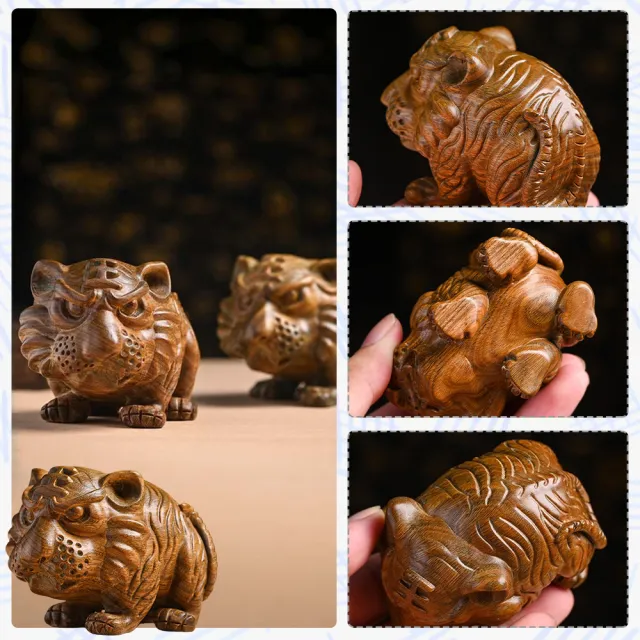 【LEEHER】綠檀木工藝品/桌面裝飾/家居擺飾/招財老虎擺件/擺件/檀木擺設/裝飾品/老虎木雕/原木工藝品/