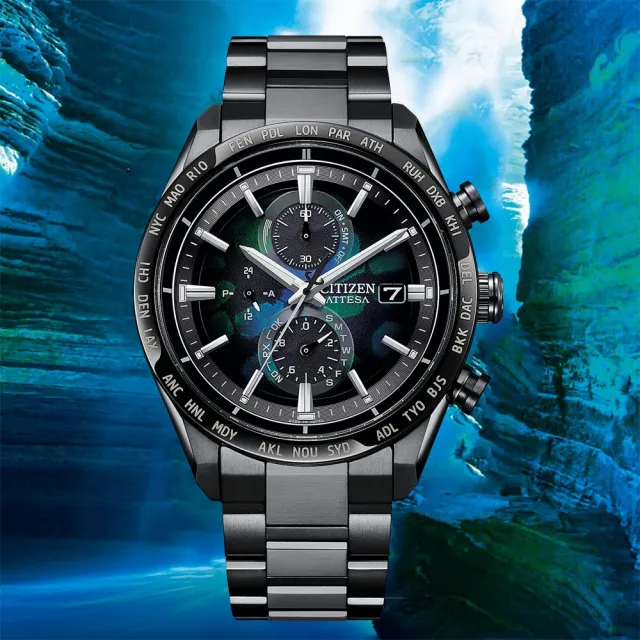 【CITIZEN 星辰】GENTS系列 宇宙幻彩限定款 光動能電波鈦金屬腕錶42mm  禮物  手錶(AT8286-65E)