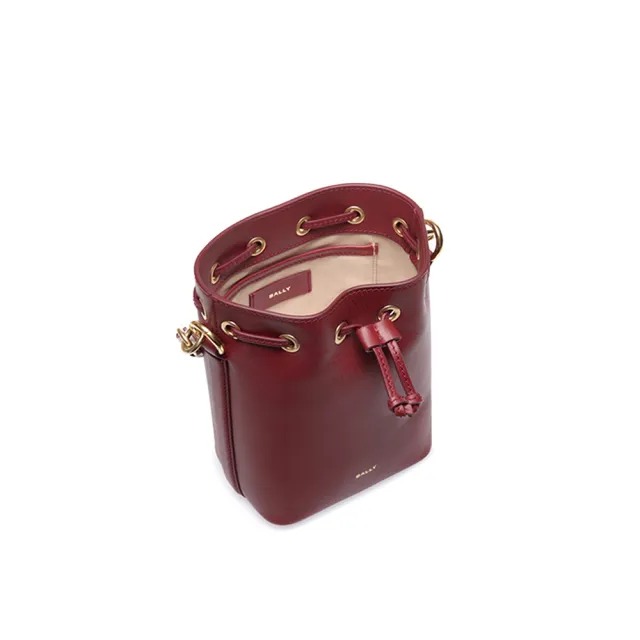 【BALLY】官方直送  BALLY  CODE 深酒紅女士斜背真皮水桶包