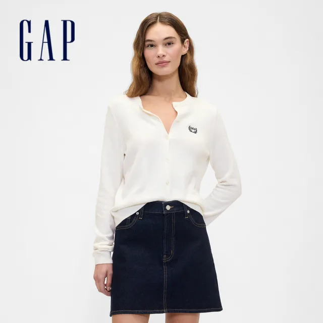 【GAP】女裝  Logo刺繡圓領/V領針織外套-多款任選(793851&820738&793619)