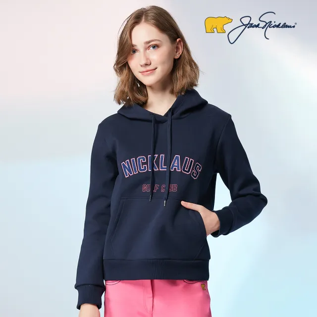 【Jack Nicklaus 金熊】GOLF女款彈性布休閒帽T(深藍色)