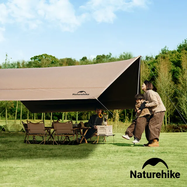 【Naturehike】云霄Lite150D黑膠防水遮陽天幕 附帳桿 八角形550x465cm WS015(台灣總代理公司貨)