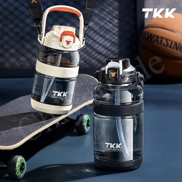 【TKK】美國進口Tritan戶外攀峰 手提+背帶 直飲+吸管大容量 運動水壺2000ML-任選(附背帶)
