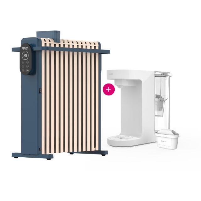 【Philips 飛利浦】1+1超值組 13片新式寬片智能葉片電暖器+瞬熱式飲水機(AHR3124NYS+HCE100)