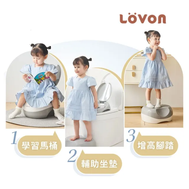 【LOVON】成長型三合一學習小馬桶(兒童馬桶 學習馬桶 戒尿布 增高墊腳凳 多功能)