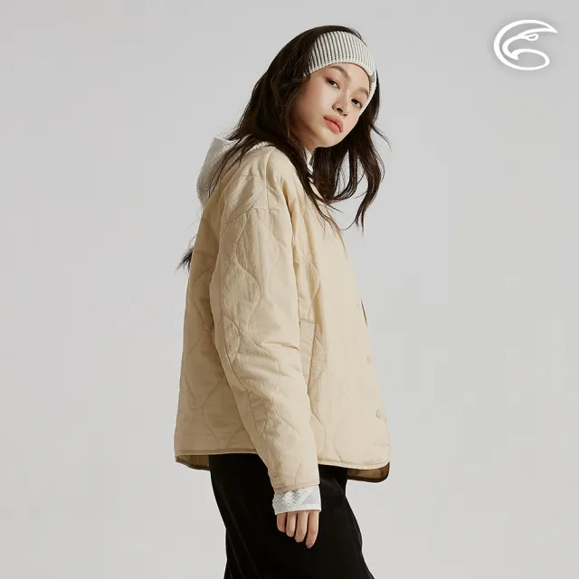 【ADISI】女SMAWARM海洋溫控超撥水絎縫V領外套 AJ2521055 霜咖(防潑水 蚵技棉 抗靜電 保暖外套 無領外套)