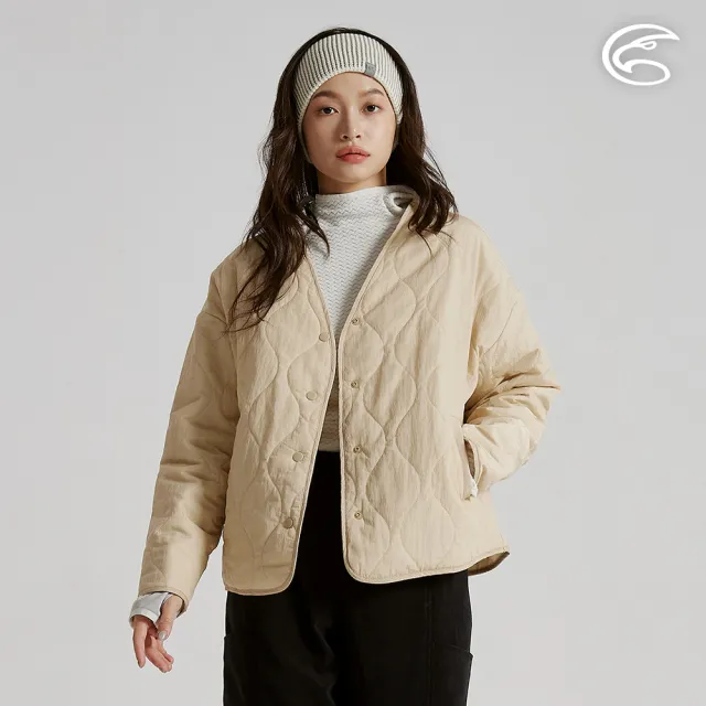 【ADISI】女SMAWARM海洋溫控超撥水絎縫V領外套 AJ2521055 霜咖(防潑水 蚵技棉 抗靜電 保暖外套 無領外套)