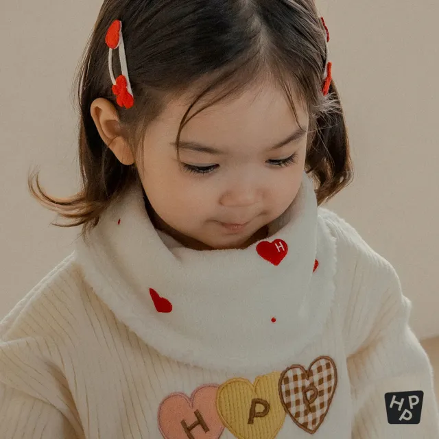 【Happy Prince】韓國製 Cupid愛心雪絨內裡嬰兒童圍兜(保暖寶寶圍脖圍兜口水巾)