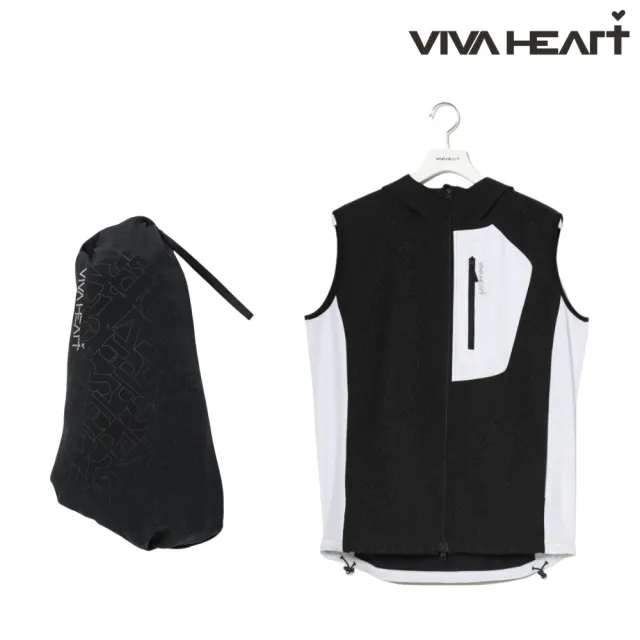 【VIVA HEART】官方直營 男款可收納印花背心 日本高爾夫(白色/黑色)