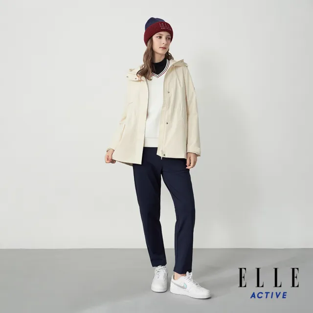 【ELLE ACTIVE】女款 都會防風連帽風衣外套-白色(EA25A1W6106-91)