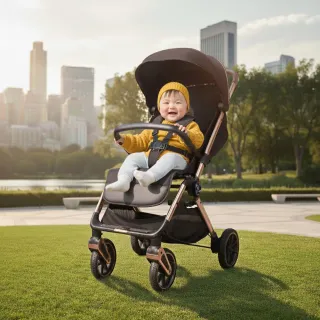 【i-Smart】金好收 輕量秒收嬰兒手推車(贈收納袋+杯架｜避震穩固｜可調遮陽棚｜五點安全帶｜嬰兒推車)