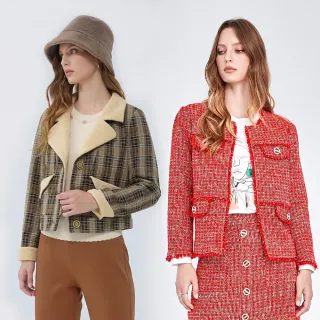 【ILEY 伊蕾】質感外套-小香風/厚磅/磨毛/花呢/格紋/保暖(多款任選)