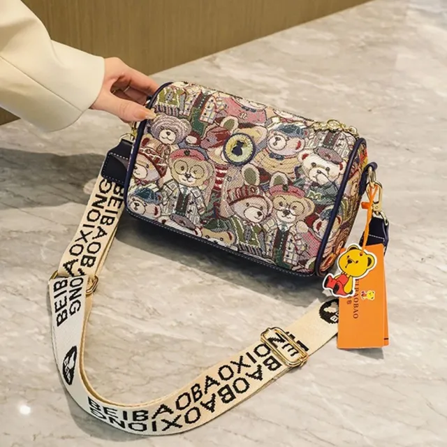 【巴黎精品】買一送一 極速出貨 側背包皮革肩背包托特包帆布包波士頓包隨身女包包(小熊印花3色a1ev3)