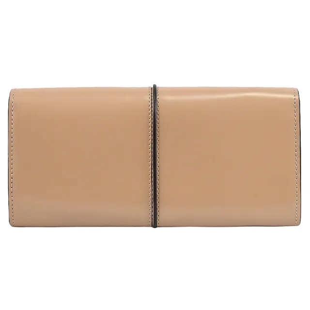 【TOD’S】TODS T Timeless 金屬LOGO滑面牛皮翻蓋扣式零錢長夾(褐)