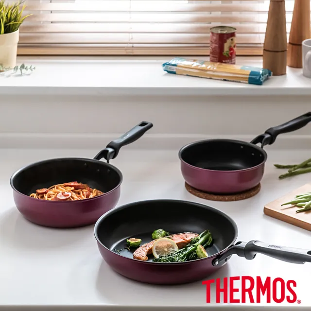 【THERMOS 膳魔師】厚鑄耐摩不沾鍋單柄平底鍋28cm(KFM-028-R)