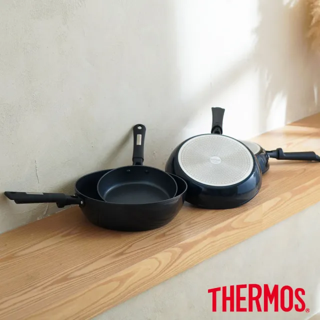 【THERMOS 膳魔師】電漿強化不沾鍋單柄平底鍋24cm(KFC-024-MDB)