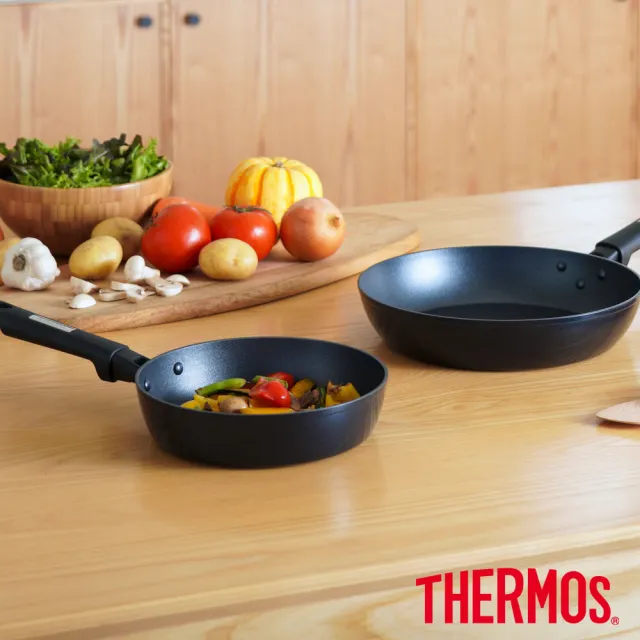 【THERMOS 膳魔師】電漿強化不沾鍋單柄平底鍋24cm(KFC-024-MDB)
