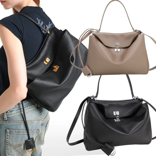 【Balenciaga 巴黎世家】Rodeo 中款 粒面牛皮托特包 肩背包 手提包(789772 巴黎世家Kelly包)