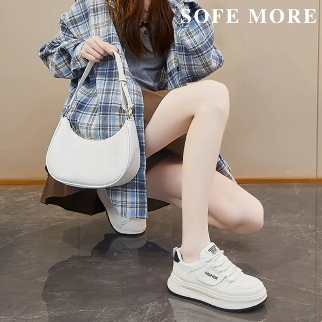 【SOFE MORE】小白鞋 厚底小白鞋 老爹鞋 女生休閒鞋 舒適百搭紅底運動休閒鞋(小白鞋休閒鞋)