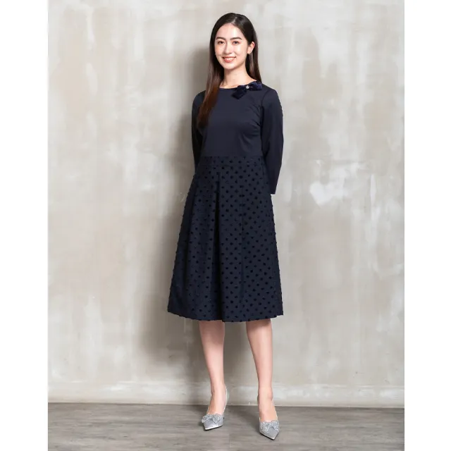【perng yuh 芃諭名品】雍容時間 拼接緹花 洋裝(2025 AW Collection|4C秋冬新品上市)