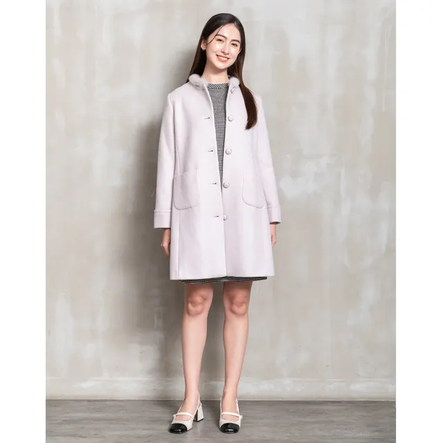 【perng yuh 芃諭名品】柔調暖甜 毛領 羊毛 中長版大衣(2025 AW Collection｜4C秋冬新品上市)