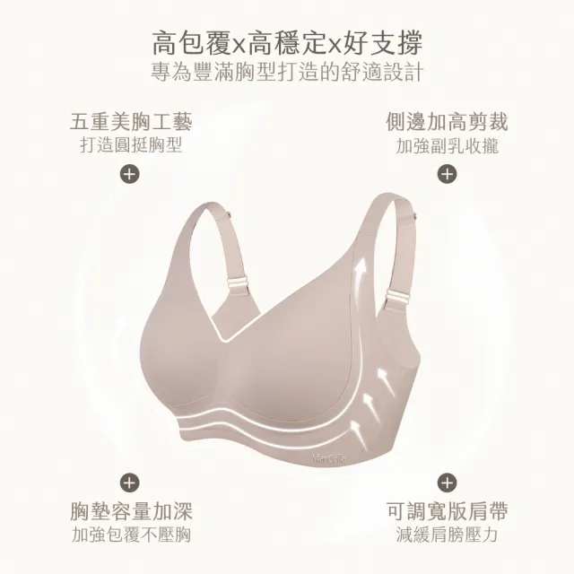 【MarCella 瑪榭】任選2件-深杯包覆-無痕無鋼圈內衣-加強集中(無痕內衣/女內衣/大罩杯/深V/豐滿/大胸)
