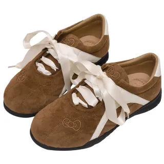 【Ann’S】Ann’S X Sanrio三麗鷗 HELLO KITTY 聯名 蝴蝶結刺繡 緞帶綁帶Q彈德訓鞋2cm(棕)