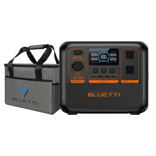 【BLUETTI】AC70P 1000W 戶外移動電源 贈收納包(移動儲能站 移動電源 戶外電池 露營 車宿 行動電源 UPS)