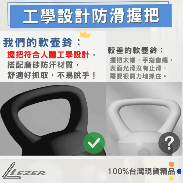 【LEZER】12公斤 軟式壺鈴(安全軟殼 保護地板 環保材質)