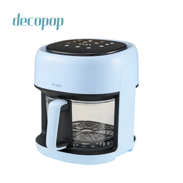 【decopop】智能觸控美型玻璃氣炸鍋4.5L大容量 DP-107(智能控溫/不沾油好清洗/360度均勻加熱/)