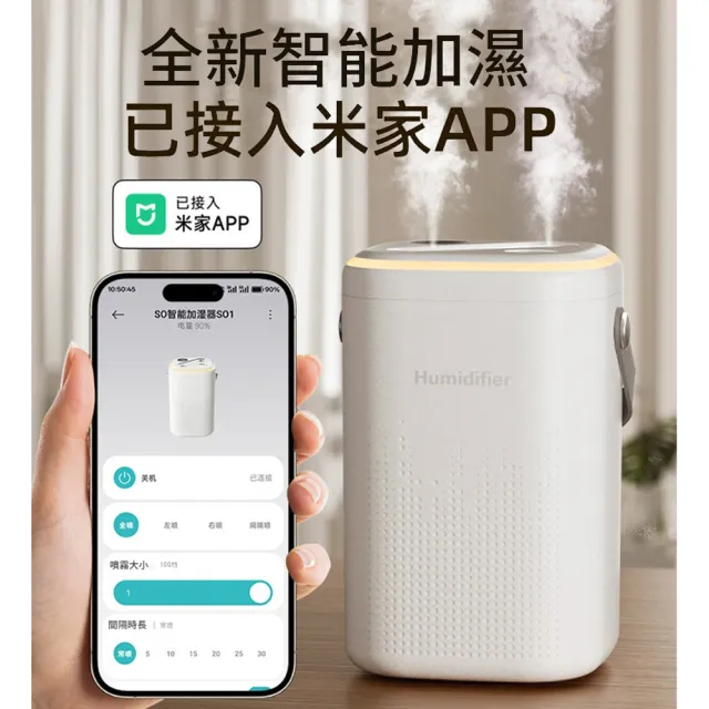 【ANTIAN】已接入米家APP 智能防乾燒水氧機 氛圍燈霧化加濕器 空氣清淨機 1.3L