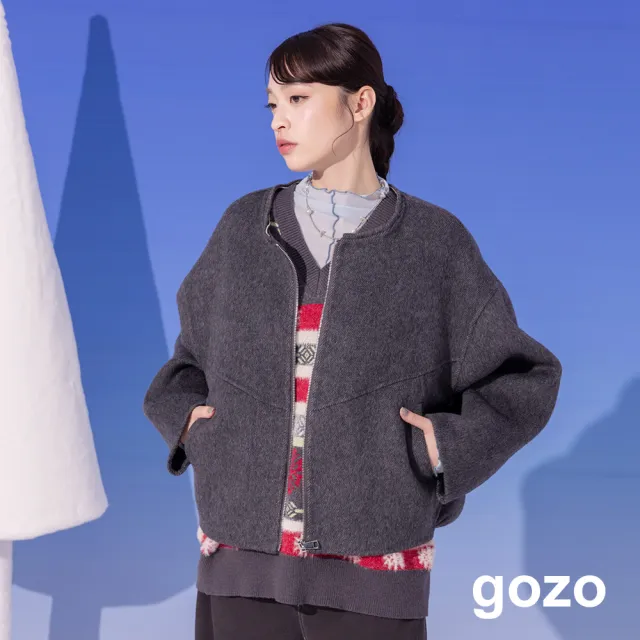 【gozo】質感羊毛可拆式連帽外套(兩色)