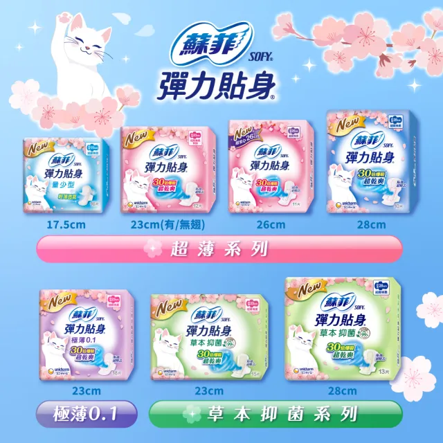【Sofy 蘇菲】彈力貼身超薄體貼夜用潔翼衛生棉28cm(10片x8包/組 共80片)