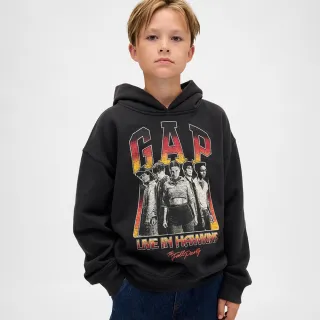【GAP】兒童裝 Gap x Stranger Things怪奇物語限量聯名 Logo印花帽T-黑色(865215)