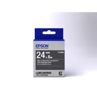 【EPSON】官方直營 標籤帶 消光霧面系列 黑底白字/24mm(LK-6BWJ)