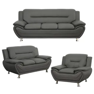 【IDEA】漢森極簡質感皮革沙發套組/皮沙發(單+2+3人組)