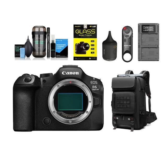 【Canon】EOS R6 Mark III R6M3+鋼化貼+FF06S腳架+BB nano氣吹+EY-15清潔組+創意坦克20L後背包(公司貨)