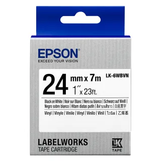 【EPSON】官方直營 標籤帶 產業用耐久型 白底黑字/24mm(LK-6WBVN)