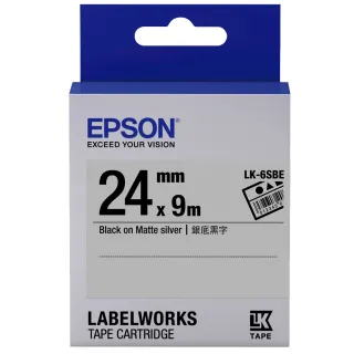 【EPSON】官方直營 標籤帶 銀底黑字/24mm(LK-6SBE)